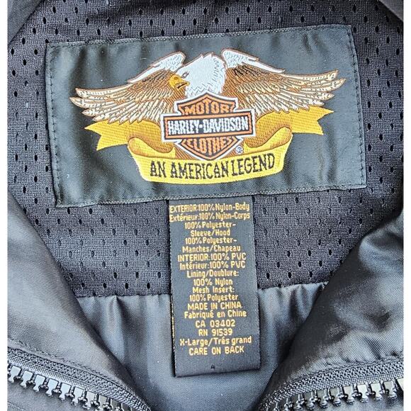 Harley Davidson Waterproof Jacket Mens Reflective Flames Full Zip Size XL - Picture 5 of 9